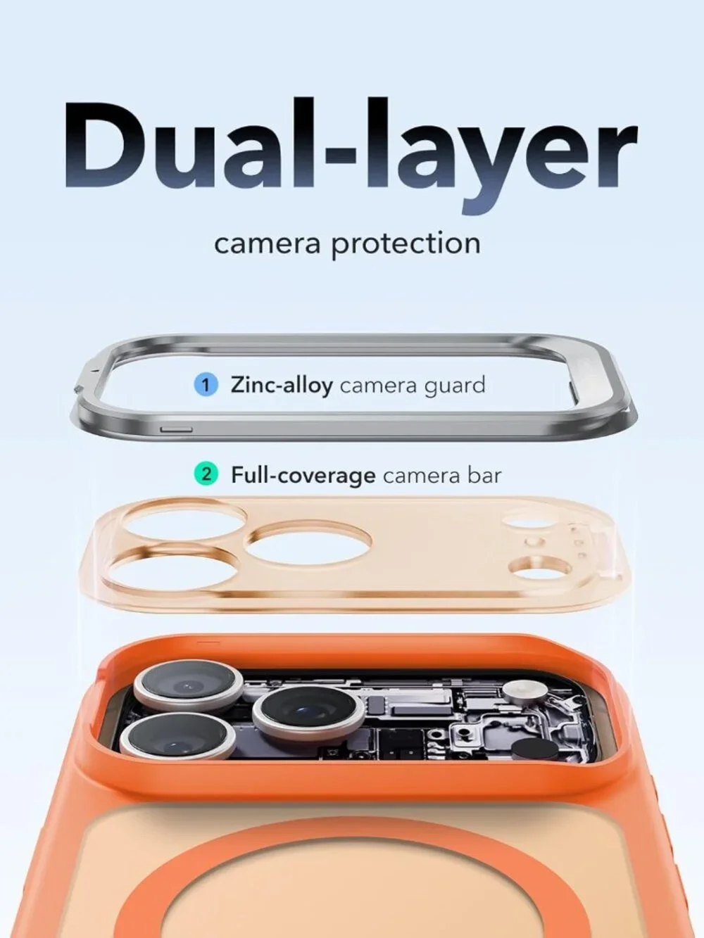 ESR iPhone 17 Pro Case Stash Stand MagSafe Military Drop Frosted Orange